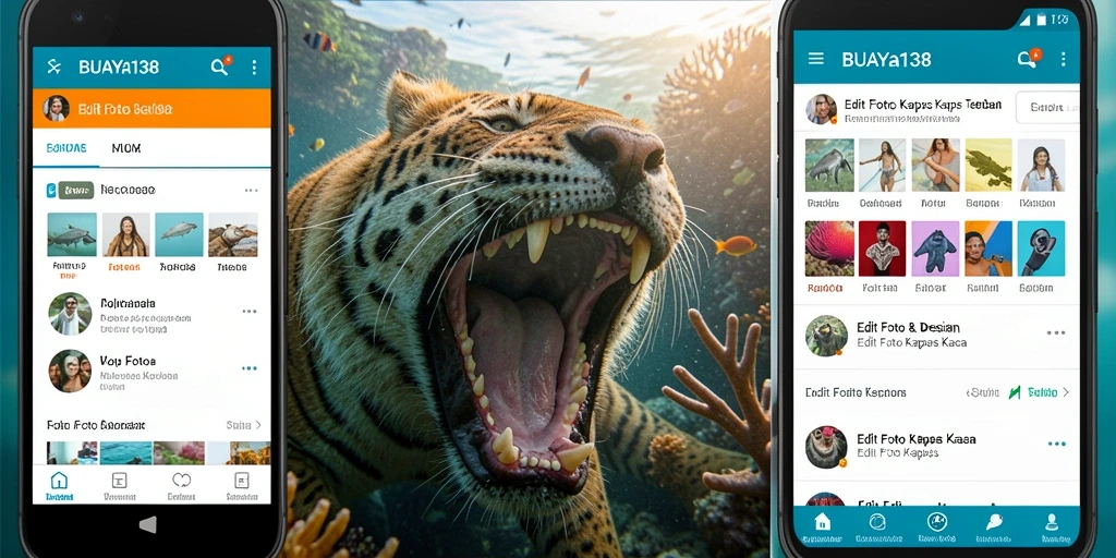 Tampilan antarmuka BUAYA138 menunjukkan berbagai fitur dan alat editing foto.