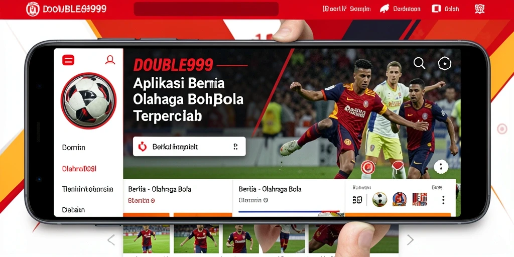 Tampilan antarmuka utama aplikasi DOUBLE999 dengan berita olahraga bola terbaru.