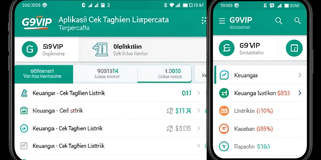 Antarmuka G9VIP untuk Cek Tagihan Listrik yang praktis dan informatif.