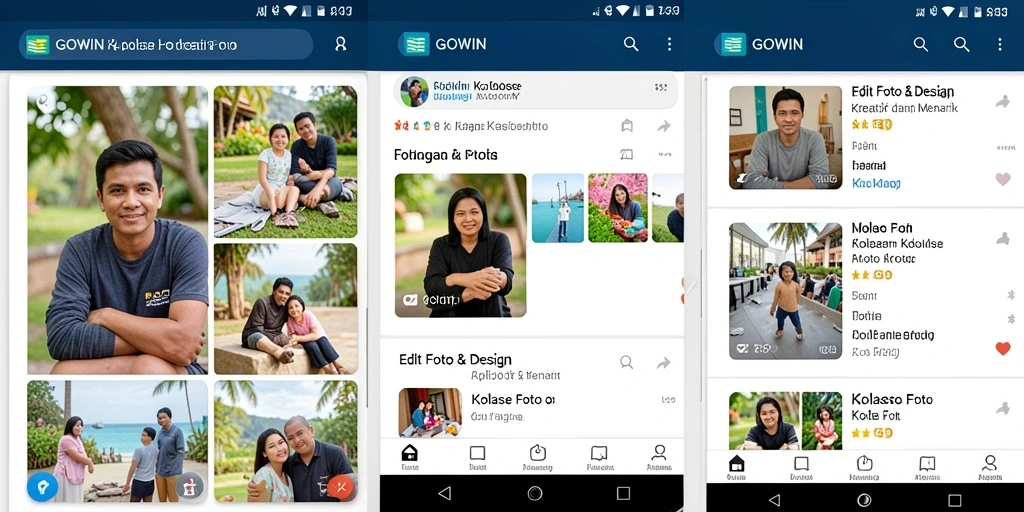 Tampilan menarik antarmuka GOWIN untuk membuat kolase foto.