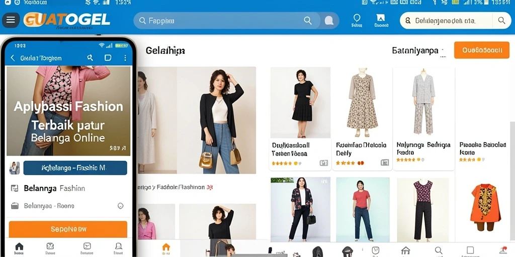Antarmuka GUATOGEL yang modern dan sederhana untuk pengalaman belanja fashion.