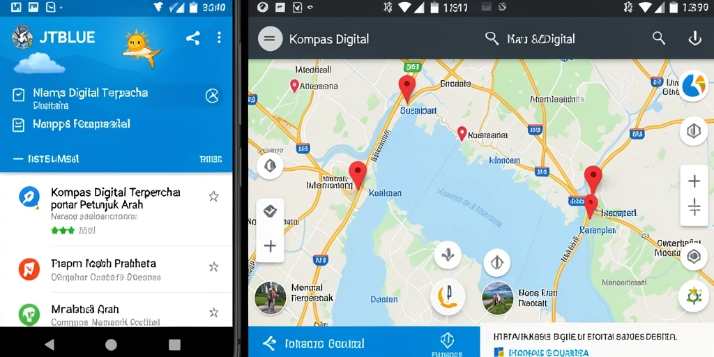 Antarmuka JTBLUE yang sederhana dan fungsional untuk navigasi.