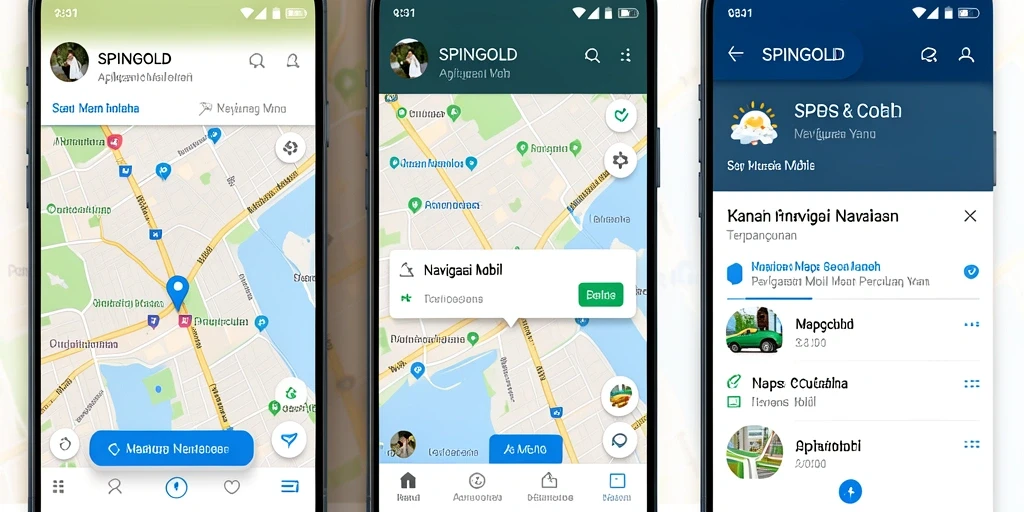 Antarmuka SPINGOLD menampilkan fitur navigasi canggih dan informasi cuaca.
