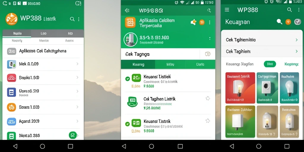 Tampilan antarmuka utama WP888 untuk cek tagihan listrik.